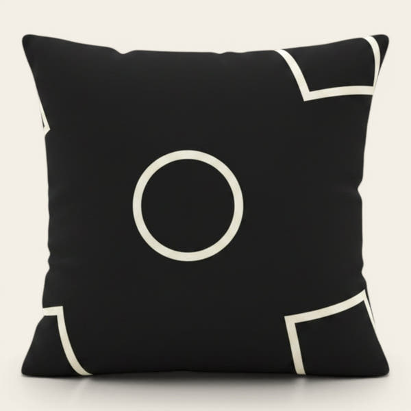 Pillow Cover – Circle Print – Ink Black