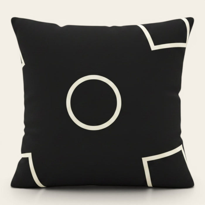 Pillow Cover – Circle Print – Ink Black