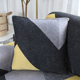 Pillow Cover – Color Block Geometric – Charcoal & Mustard