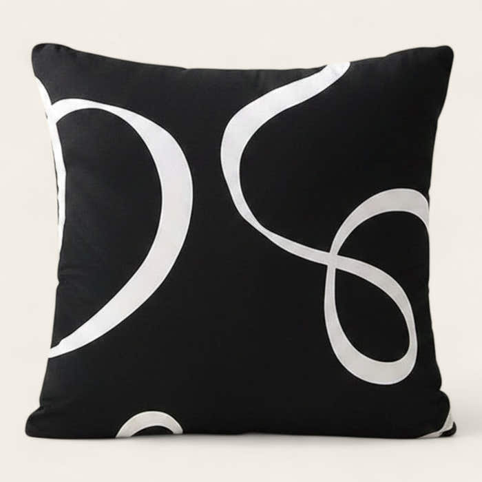 Pillow Cover – Cursive Print – Ink Black