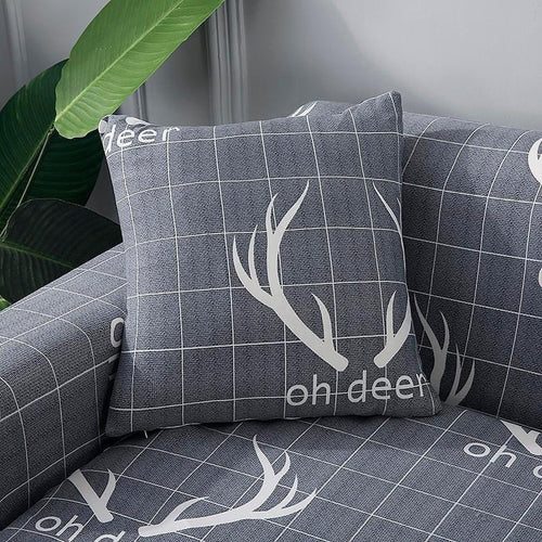 Pillow Cover – Antler Print – Pearl Grey