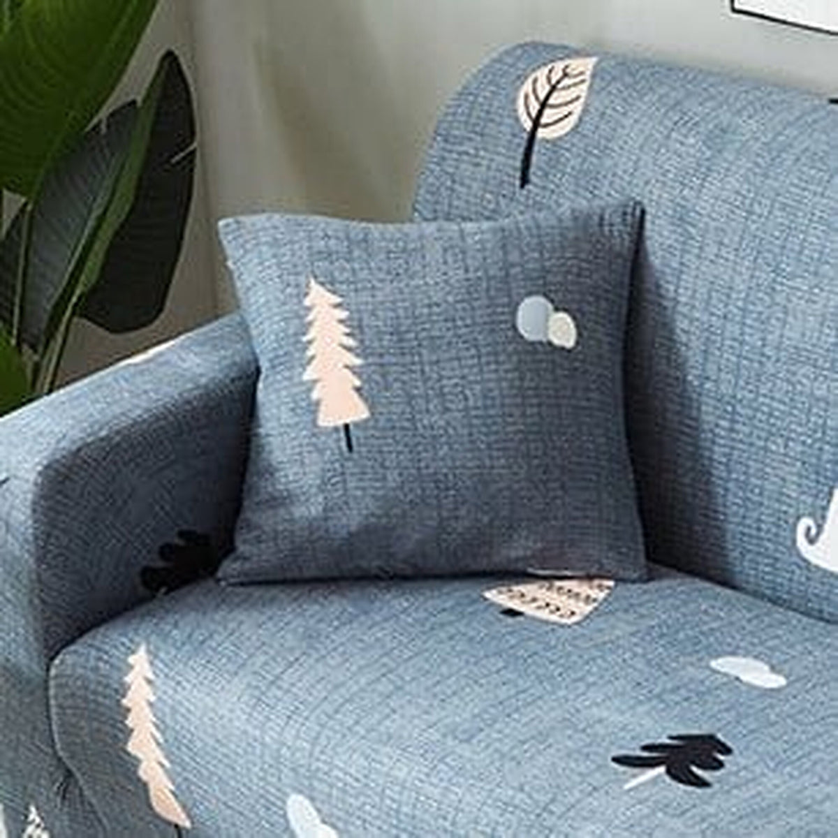 Pillow Cover – Fir Tree Print – Sky Mist