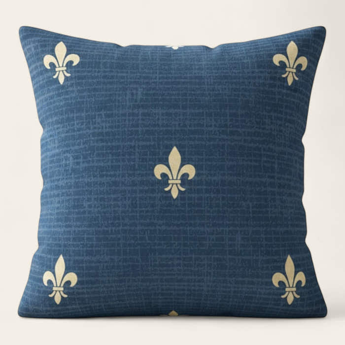 Pillow Cover – Fleur-de-Lis Print – Midnight Navy