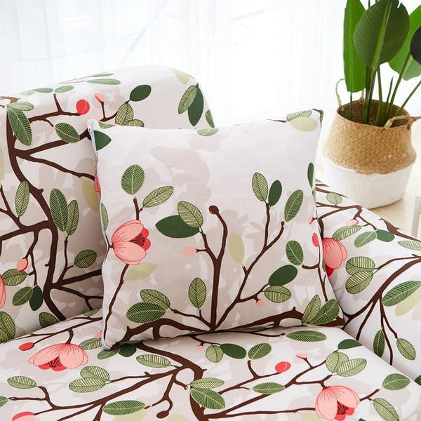 Pillow Cover – Floral Branch Print – Ivory Cream