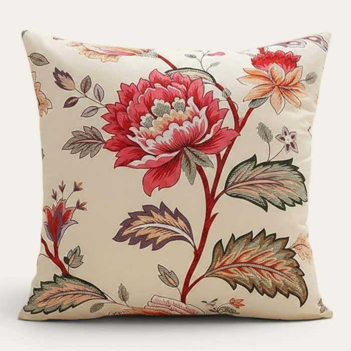 Pillow Cover – Floral Peony – Ivory Cream