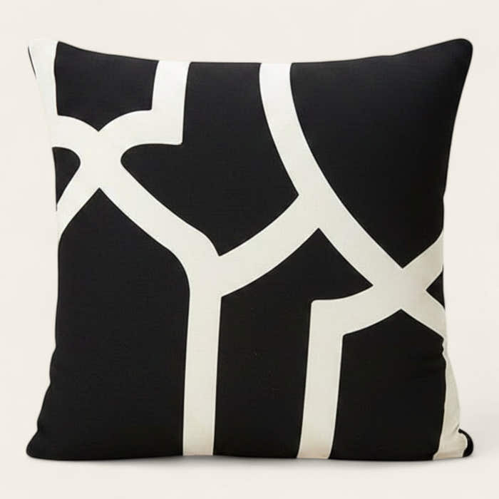 Pillow Cover – Geometric Line – Ink Black