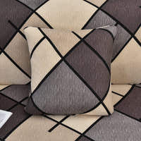 Pillow Cover – Geometric Lines – Stone & Charcoal