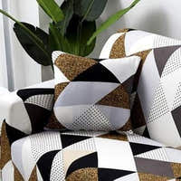 Pillow Cover – Geometric Patches – Mustard & Black