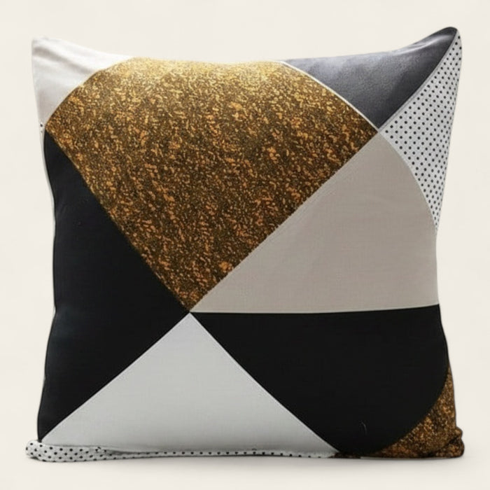 Pillow Cover – Gold Geometric – Charcoal