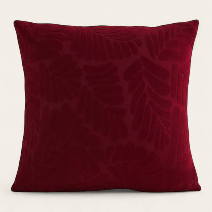 Pillow Cover – Leaf Jacquard – Bordeaux