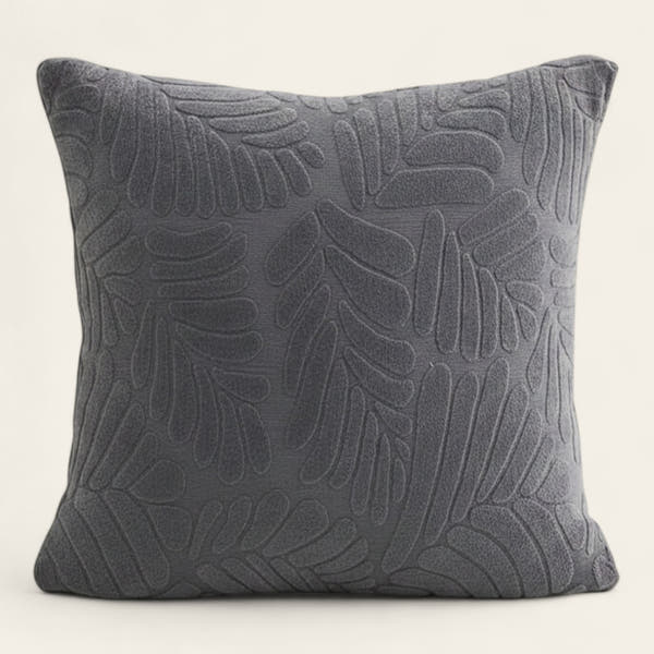 Pillow Cover – Leaf Jacquard – Charcoal