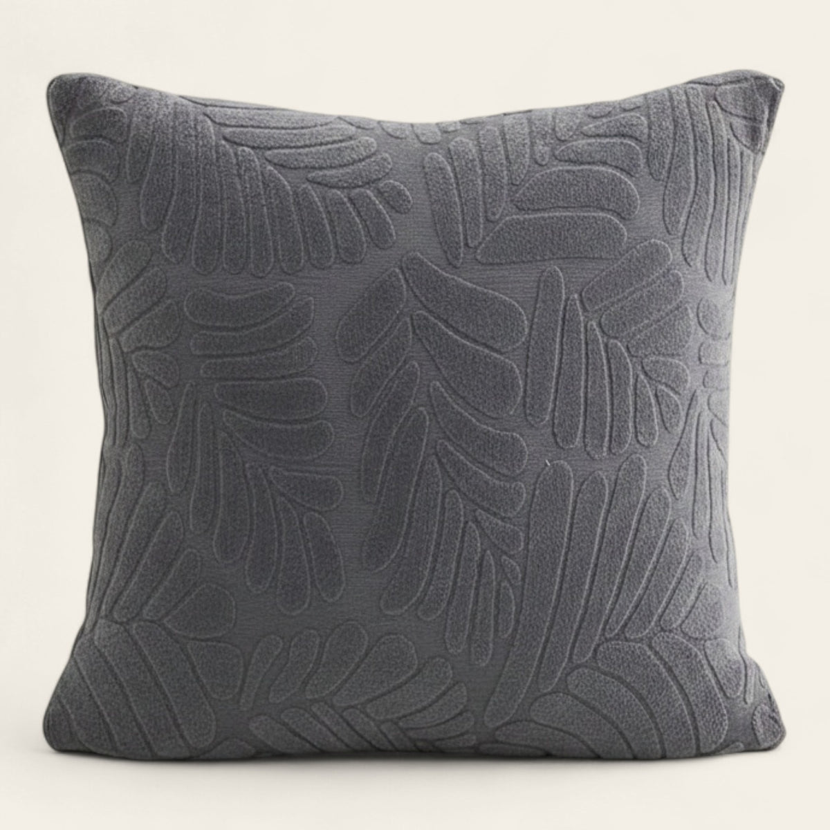 Pillow Cover – Leaf Jacquard – Charcoal