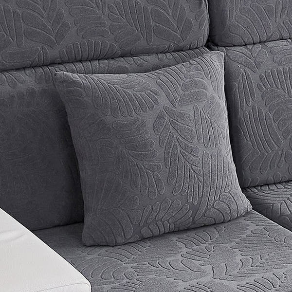 Pillow Cover – Leaf Jacquard – Charcoal