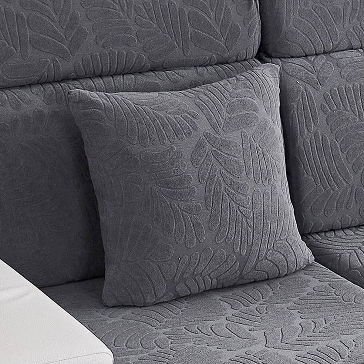 Pillow Cover – Leaf Jacquard – Charcoal