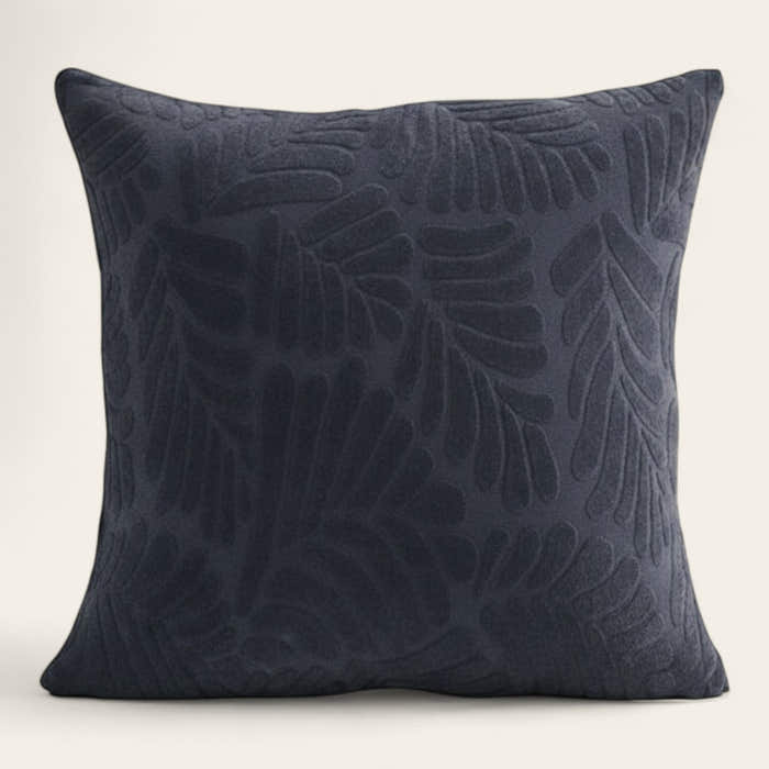 Pillow Cover – Leaf Jacquard – Midnight Navy