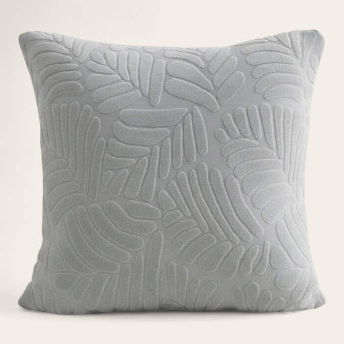 Pillow Cover – Leaf Jacquard – Pearl Grey