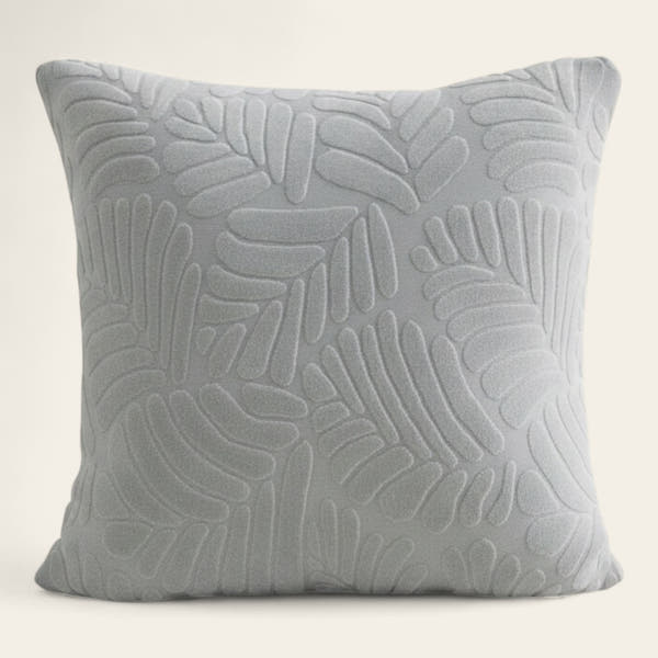 Pillow Cover – Leaf Jacquard – Pearl Grey