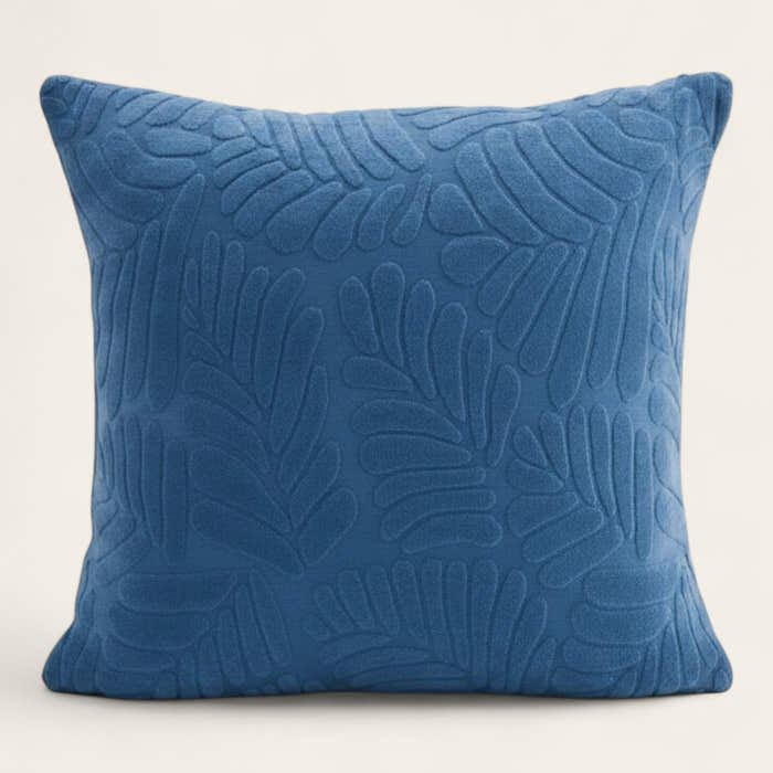 Pillow Cover – Leaf Jacquard – Stormy Blue
