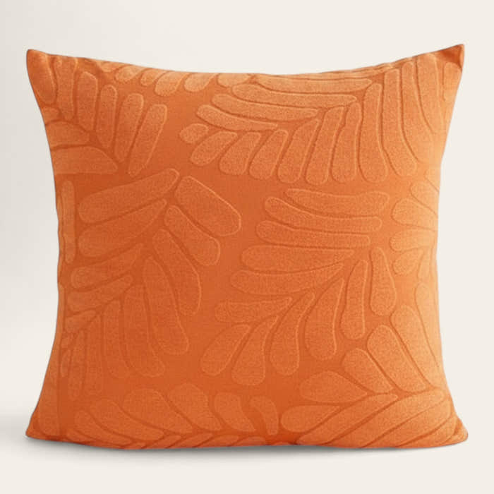 Pillow Cover – Leaf Jacquard – Terracotta