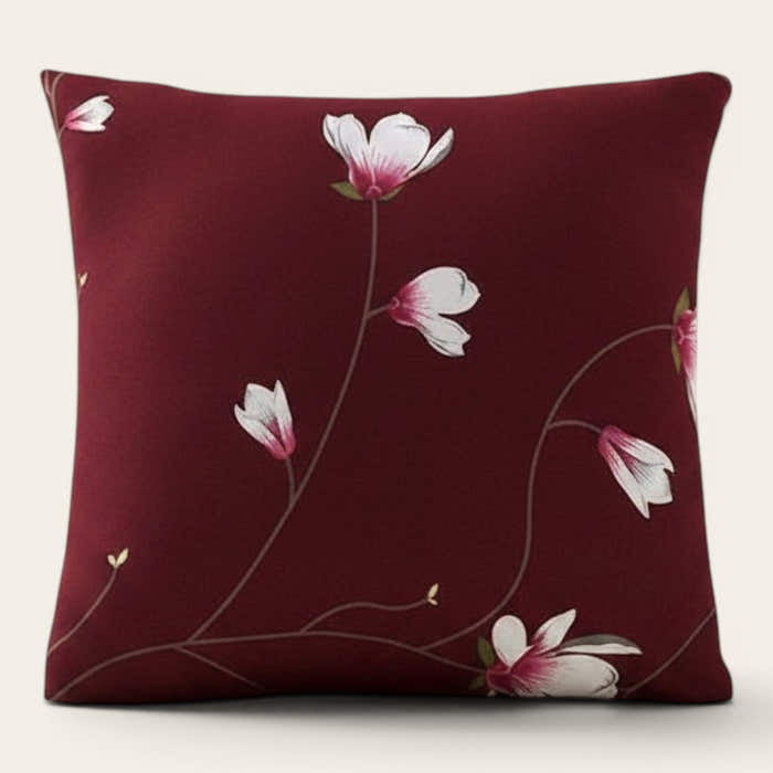 Pillow Cover – Magnolia Branch – Bordeaux