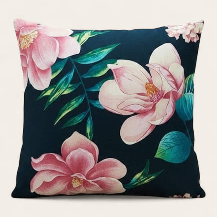 Pillow Cover – Magnolia Floral – Midnight Navy