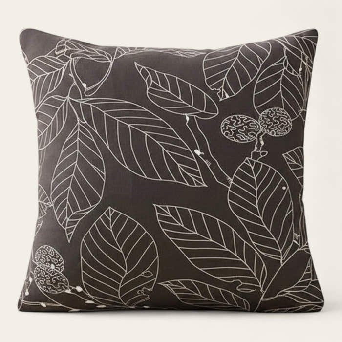Pillow Cover – Magnolia Leaf Print – Espresso