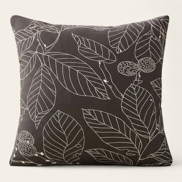 Pillow Cover – Magnolia Leaf Print – Espresso