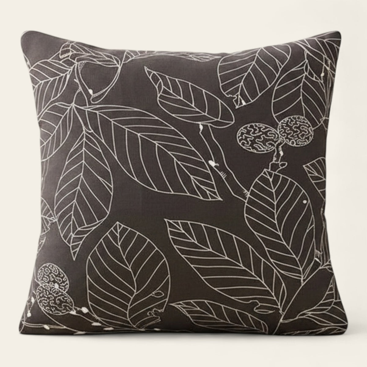 Pillow Cover – Magnolia Leaf Print – Espresso