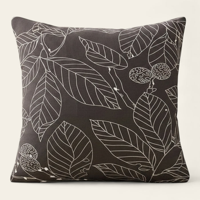 Pillow Cover – Magnolia Leaf Print – Espresso