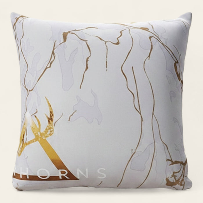 Pillow Cover – Marble Logo Print – Pearl Grey