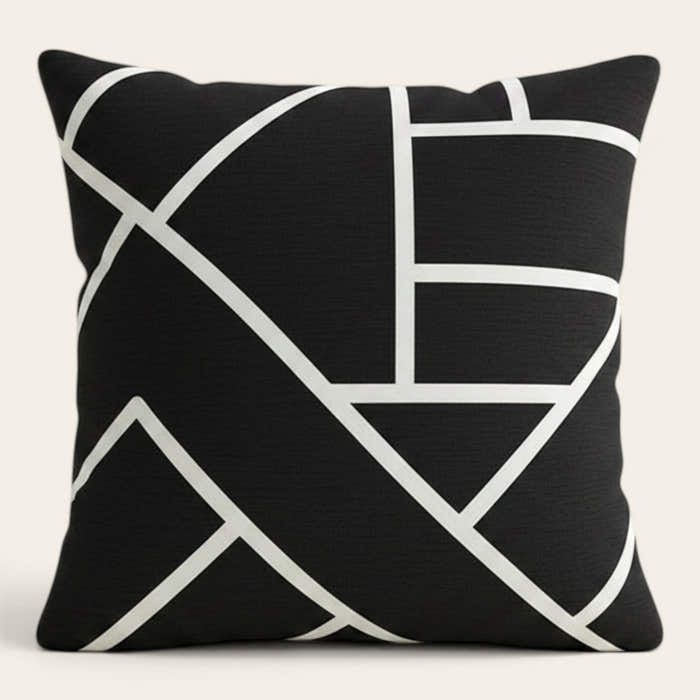 Pillow Cover – Maze Lines – Ink Black
