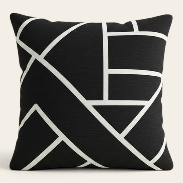 Pillow Cover – Maze Lines – Ink Black