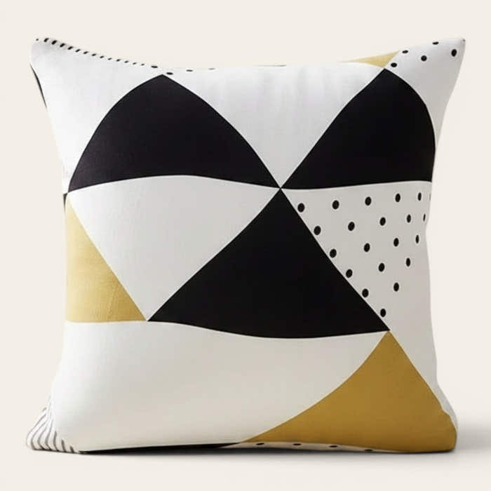 Pillow Cover – Memphis Triangles – Mustard
