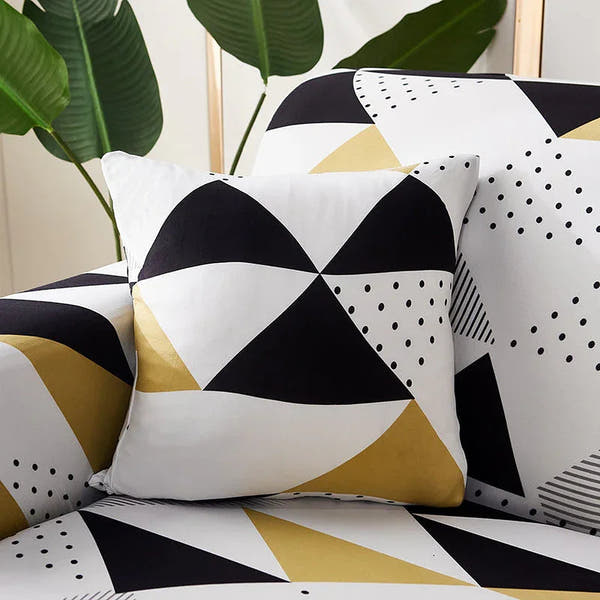 Pillow Cover – Memphis Triangles – Mustard