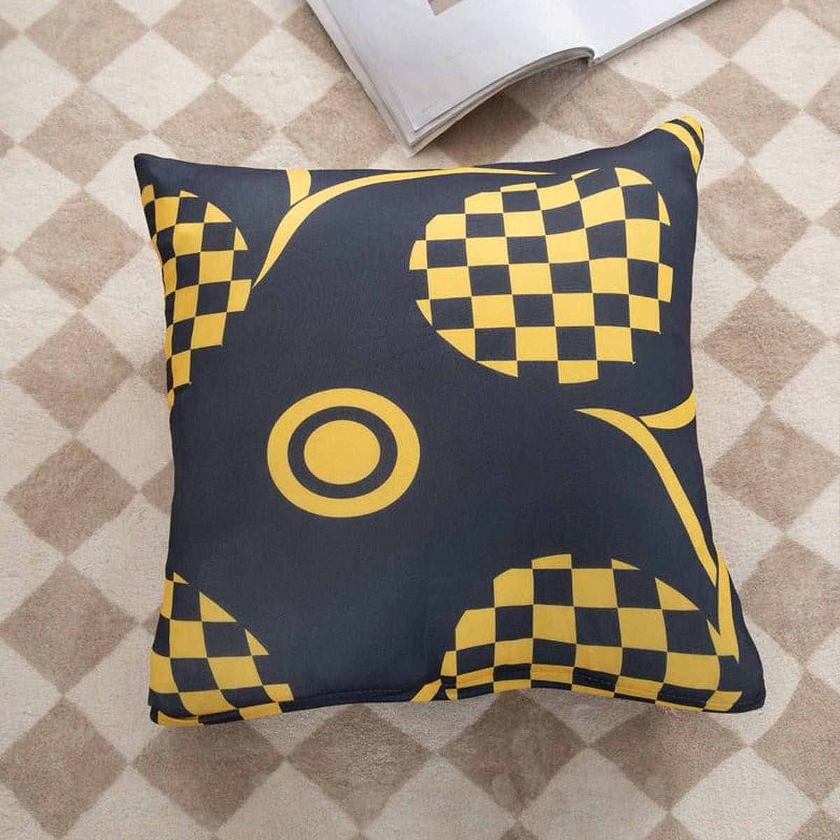 Pillow Cover – Mod Floral Print – Midnight Navy