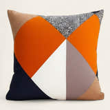 Pillow Cover – Mod Triangles – Orange & Navy