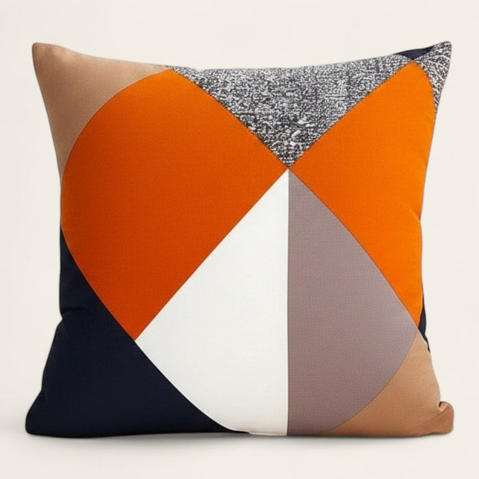 Pillow Cover – Mod Triangles – Orange & Navy