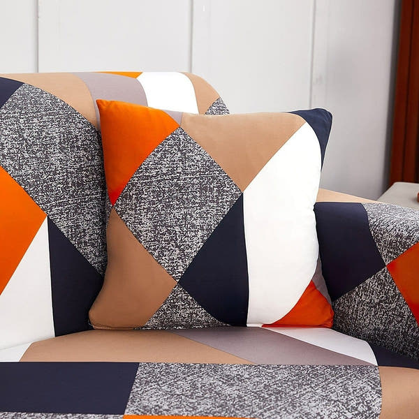 Pillow Cover – Mod Triangles – Orange & Navy