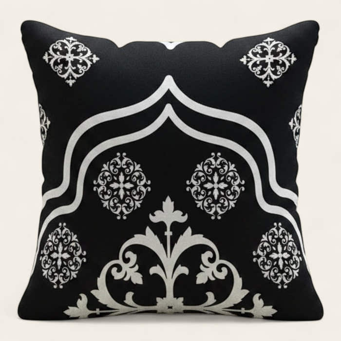 Pillow Cover – Moroccan Medallion – Ink Black