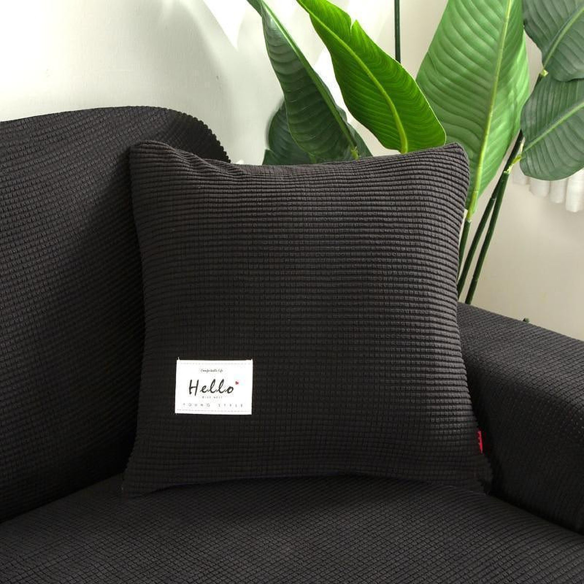 Pillow Cover – Waffle Quilt – Ink Black