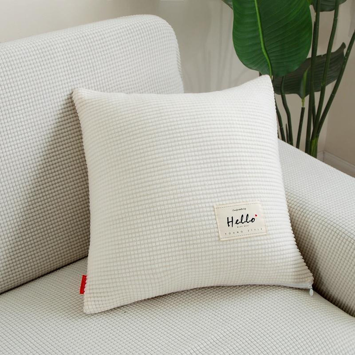Pillow Cover – Waffle Quilt – Pearl White