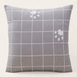 Pillow Cover – Paw Grid Print – Pearl Grey
