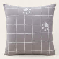 Pillow Cover – Paw Grid Print – Pearl Grey