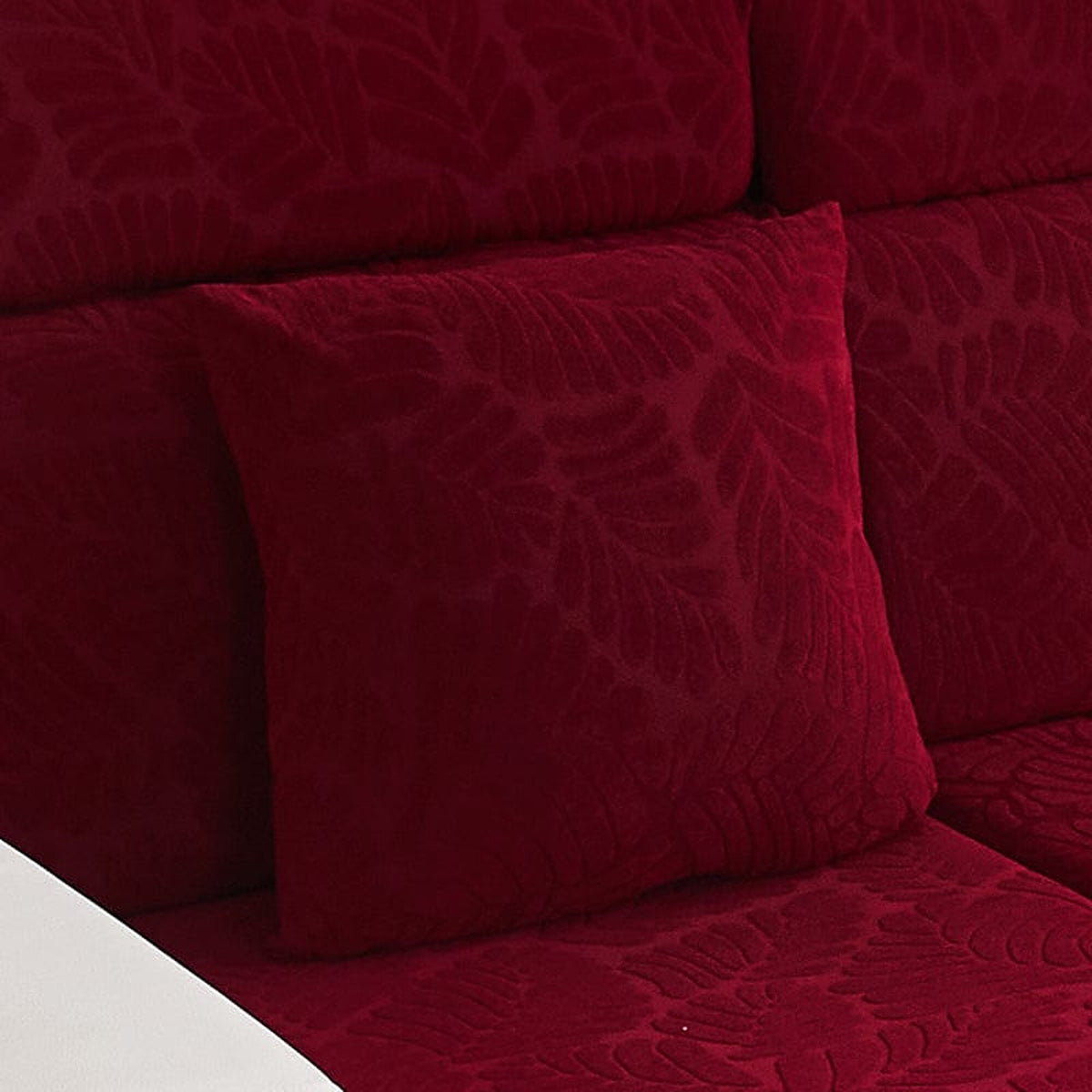 Pillow Cover – Leaf Jacquard – Bordeaux