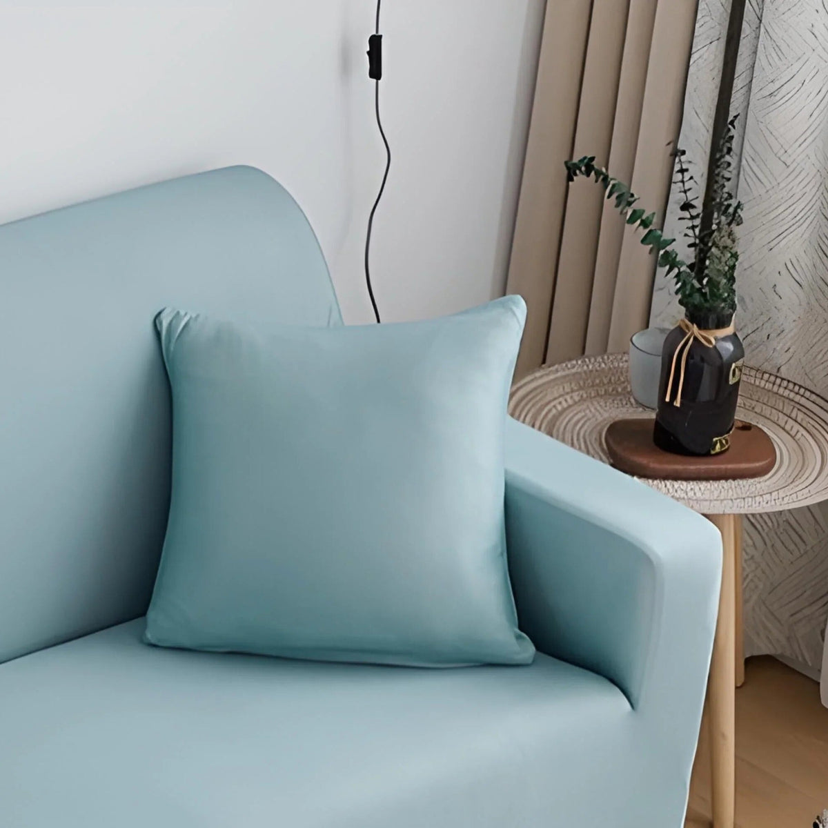 Pillow Cover – Plain Stretch Compact – Sky Mist