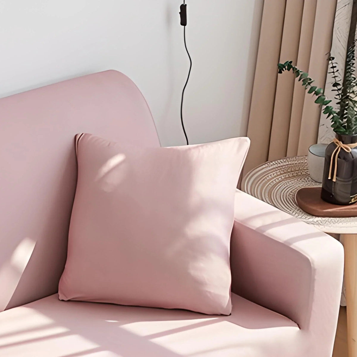 Pillow Cover – Plain Stretch Compact – Soft Blush