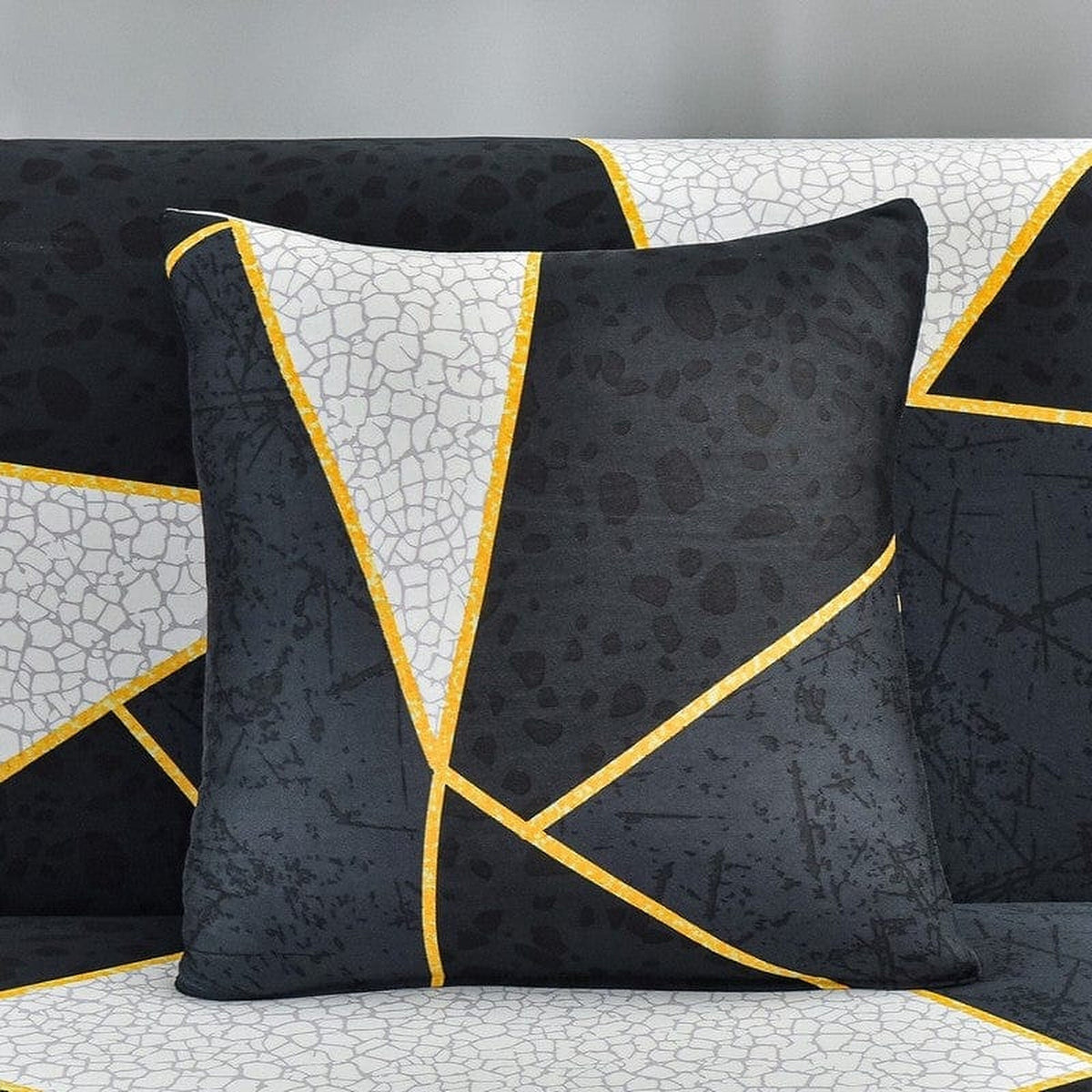 Pillow Cover – Marble Geometric – Ink Black