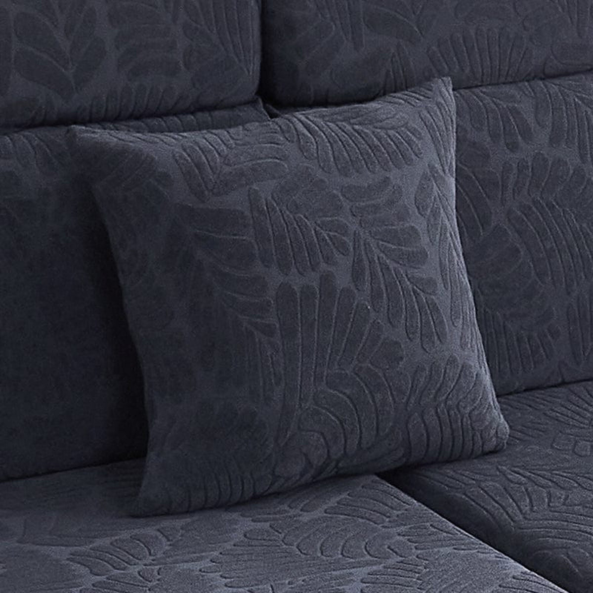 Pillow Cover – Leaf Jacquard – Midnight Navy
