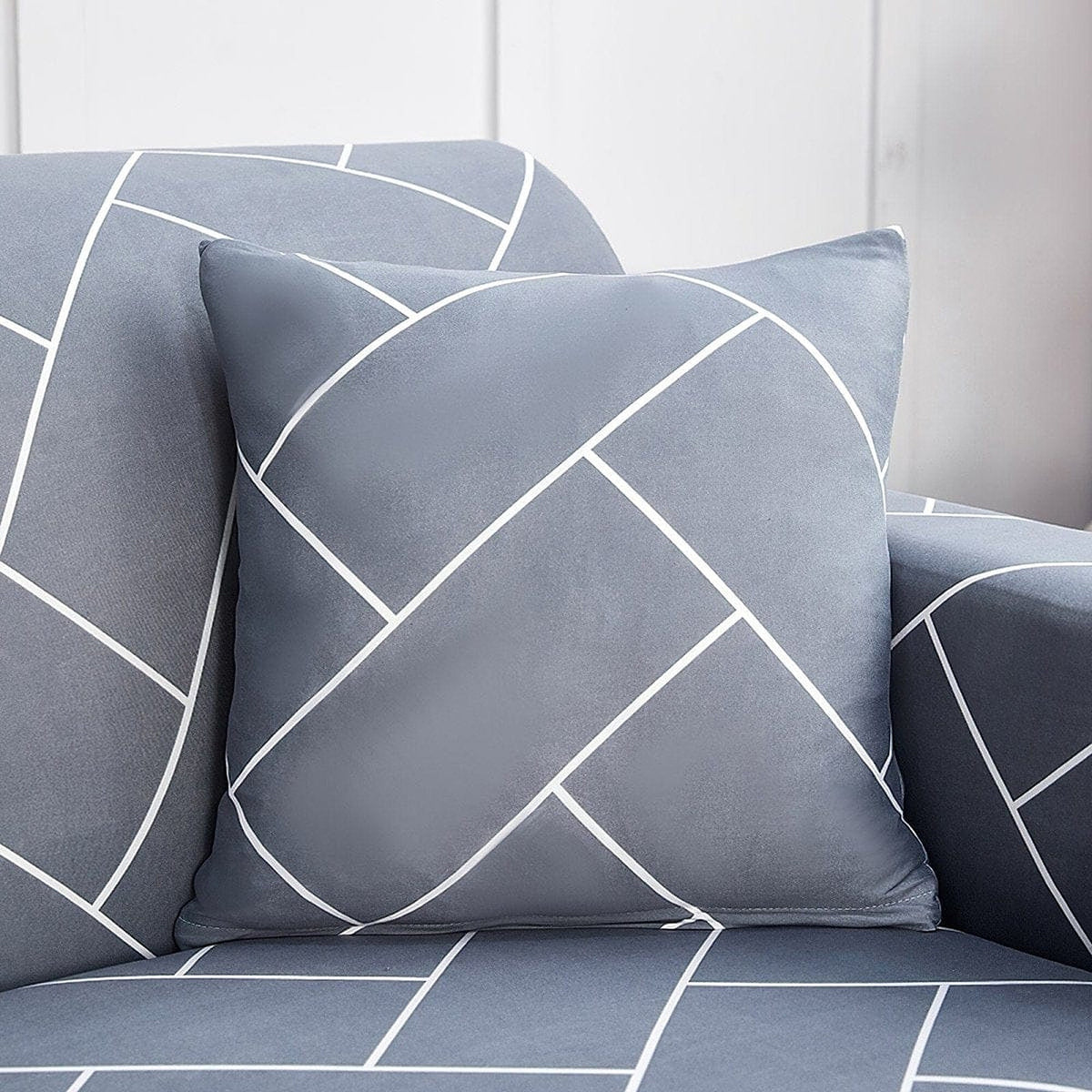 Pillow Cover – Woven Strip – Pearl Grey