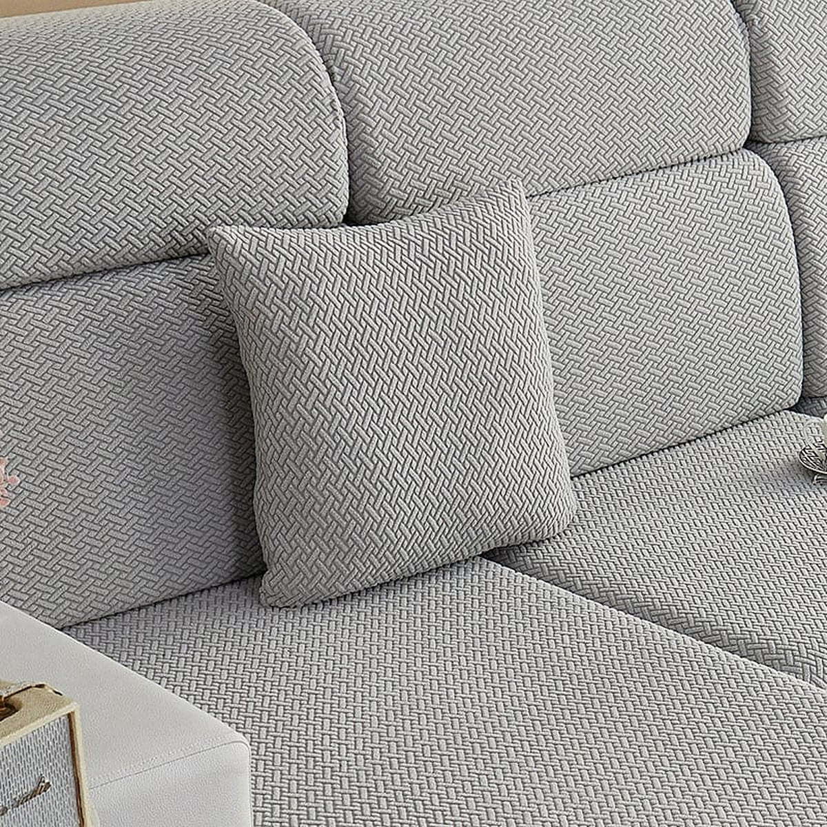 Pillow Cover – Basket Weave – Pearl Grey